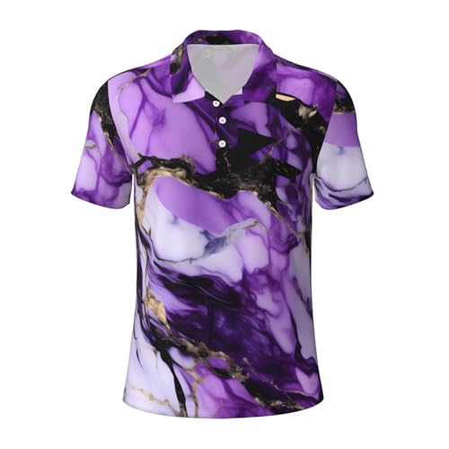 Polo imprimé marbre violet homme à manches courtes pour look décontracté
