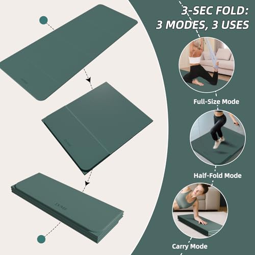 Large Yoga Mat, 75"x31" Extra Long Wide Surface, 0.24"(6MM) Ideal Thickness,Foldable & Ultra Portable for Travel Anywhere, Non-Slip Lightweight Design for Yoga, Gym, Pilates, Home Fitness - Image 6