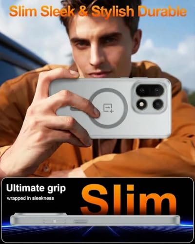 Image of DIZORO Matte Case for Oneplus 15 Compatible with MagSafe, Camera Lens Full Protection, Shockproof Translucent Frosted TPU Soft Phone Cover, Anti-Fingerprint (Grey)