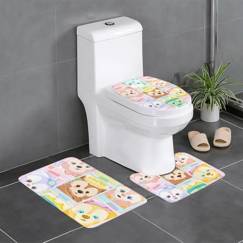 ダッフィー シェリーメイ ステラルー (15) アニメ トイレマット 3点セット フタカバー 浴室足ふきマット 吸水 速乾 滑り止め 抗菌 防臭 洗える ふわふわ おしゃれ 40x60cm