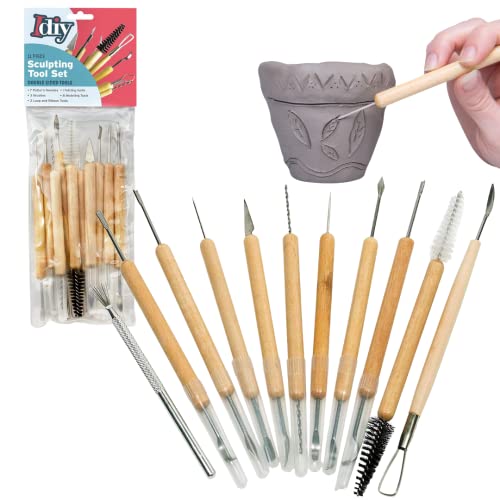 Pottery Tool Kit -11-Piece 21-Tool Beginner's Clay Sculpting Set, Clay, Wood Carving, Ceramic Art Craft Project Accessories For School, Classrooms, Kids/Adults,Great Birthday Gift Summer Camp Activity #TOP20