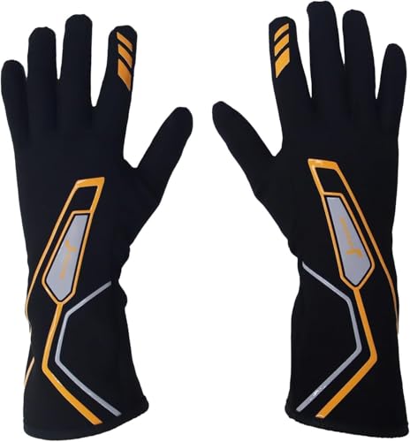 Racing Gloves No SFI Certified Flame Retardant Aramid Knit Anti-Slip Grip Breathable Secure Fit for Professional Drivers (Orange Large)