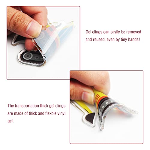 20 Pcs Transportion Thick Gel Clings Vehicle Window Gel Clings Decals Stickers For Kids Toddlers And Adults Home Airplane Classroom Nursery Winter Car Party Supplies Decorations #TOP2