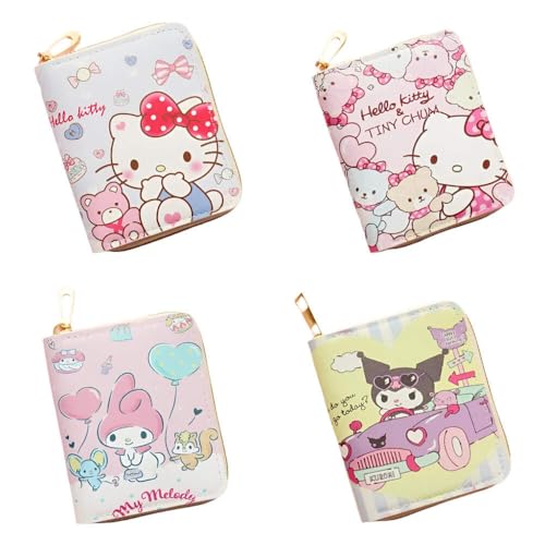 Cartoon Hello Kitty Wallet for Women Small Short Wallets Zipper Coin Purse Girls Students Credit Card Bag2