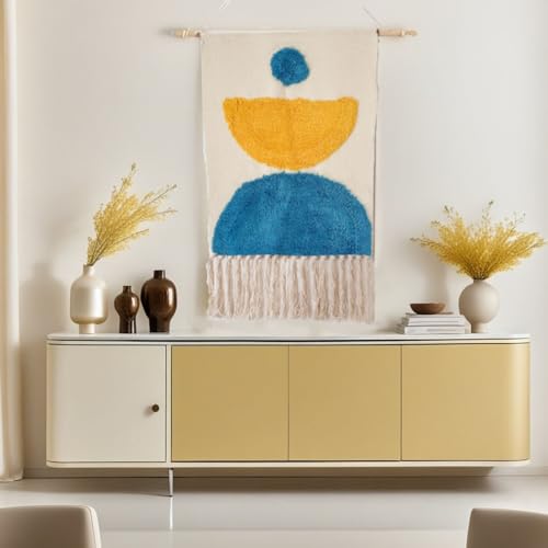 Tapiz de pared de algodón bohemio BMIDOT con borlas para decoración textil 4