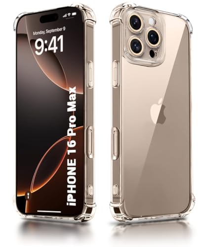 Image of WOW IMAGINE Clear Back Cover Case for iPhone 16 Pro Max | Shockproof Soft TPU Case | Cushioned Edges for Ultimate Protection Back Cover Case - Transparent