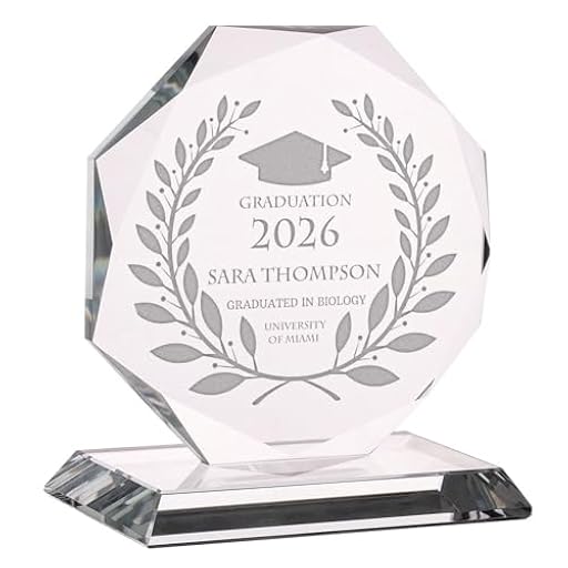 Wanapix | Trofeo Grande Personalizado con Nombre y Texto | Cristal Grabado (Escala de Grises) | Premio Personalizado | Octogonal 17 cm | Incluye Estuche para Guardar | Graducación | Ya disponible en tu tienda friki favorita! En mundofriki.es!