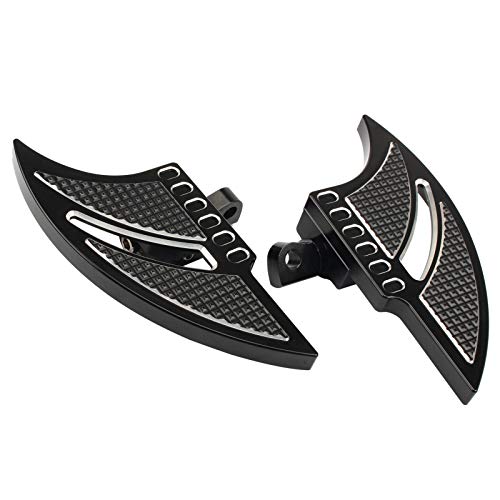 Black Motorcycle Driver Floorboards Foot Pegs CNC Blade Tomahawk Passenger Footrest for Touring Street Glide FLHX Breakout Softail Dyna