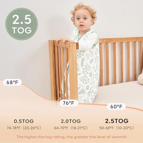 Image of Yoofoss Baby Sleep Sack 0-6 Months 100% Organic Cotton TOG 2.5 2-Way Zipper
