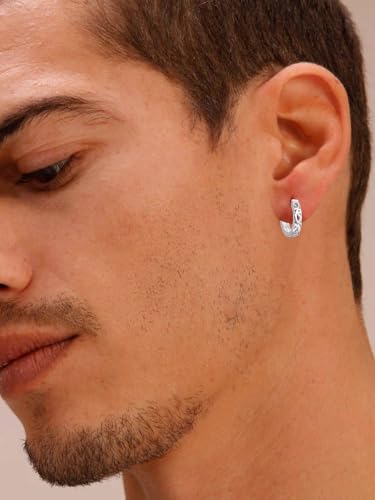 Viking Rune/Celtic Knot Hoop Earrings for Men Women 925 Sterling Silver Hoop Earrings Vintage Jewelry Gifts for Father Son Boyfriend Brother4