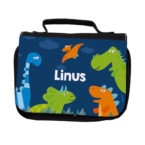 Striefchen® Kulturtasche für Jungen personalisiert mit Wunschname Dinos