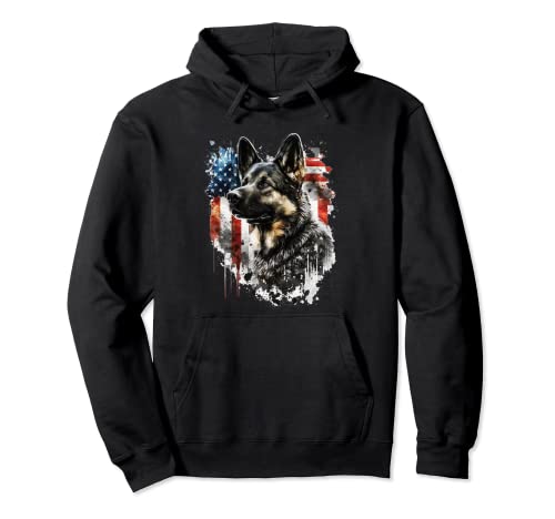 T-shirt Drôle Berger Allemand Drapeau USA - Cadeau Patriotique, Unisexe, Tailles S à 3XL