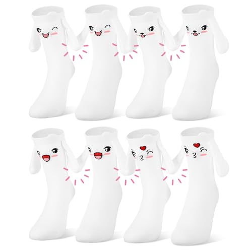 kodinsiivous 4 Paar Magnetische Socken mit H&auml;nden Geschenke 36-40 Lustige Socken mit Magnetischen H&auml;nden Magnet Socken f&uuml;r Freund Freundin Familie Partner Paar Hochzeit(Wei&szlig;)