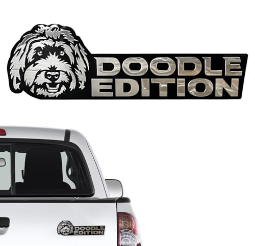 Image of Doodle Dog Edition 3D Car Badge, Laser Cutting Metal Emblem, Cute Dogs Decals