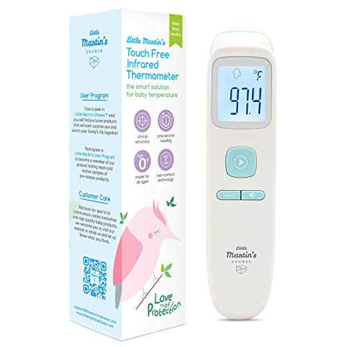 Touchless Thermometer for Adults Kids Baby & Infant - Non Contact Infrared Thermometer with LCD Display - Digital Thermometer Forehead - Built-in Fever Alarm (Blue)