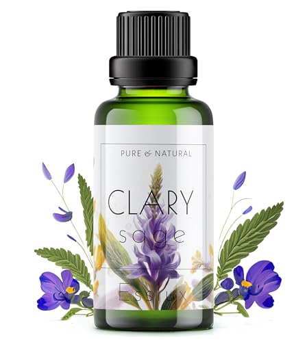 Image of Esslux Clary Sage Essential Oil for Diffuser | 100% Natural Clary Sage Oil for Skin and Hair | Perfect for Aromatherapy, Soap Making, and DIY Projects, 60 ML