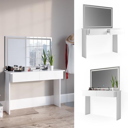 Vicco Tavolo Da Toeletta Azur, Bianco, 120 Cm Con Specchio A Led - 2