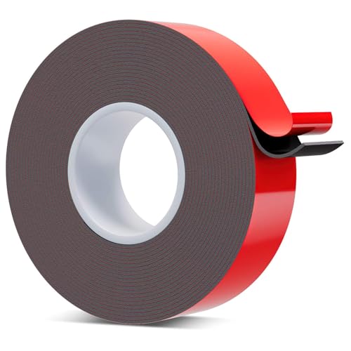 QUTIASE Cinta Doble Cara Extrafuerte 25mm Ancho x 5 Metros, Cinta Adhesiva Doble Cara Extrafuerte Impermeable, para Pared Montaje, Tiras Led, Colgar Cuadros, Azulejos, Coche