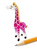 ChangThai Design Tiny 2⅝' High Pink White Giraffe Standing Figurine - Miniature Hand Blown Glass Giraffes Savanna Wildlife Long Neck Tallest Animals Crystal Decorative Collectible Figures Décor Gifts