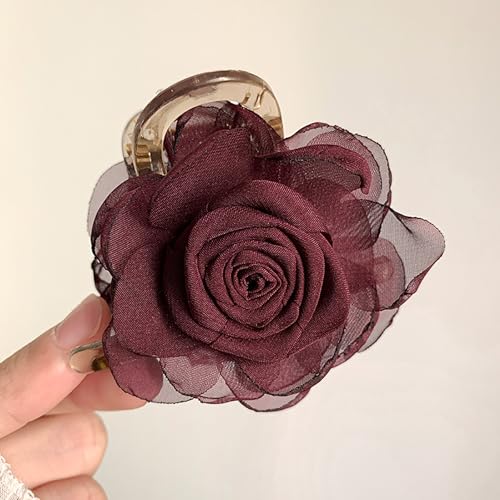 Pinza para cabello con flor roja elegante miniatura 6