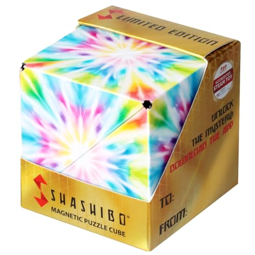 SHASHIBO Easter Limited Edition Shape Shifting Box - STEM Magnetic Fidget Cube That Transforms Into Over 100 Shapes, Download Fun in Motion Toys Mobile App (Tie Dye Twist)