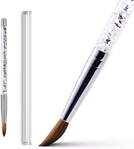 KEMEISI Kolinsky Acrylic Nail Brushes with Liquid Glitter Handle - For Professional Acrylic Powder Liquid Manicure Pedicure (#12)