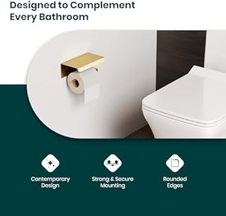 USF Bath Accessories 4 Piece Toilet Paper Roll Holder for Bathroom, 304 Stainless Steel Toilet Paper Holder in Bathroom, Toilet Tissue Roll Holder for Bathroom Accessories(Gold, Square)