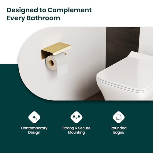 USF Bath Accessories 4 Piece Toilet Paper Roll Holder for Bathroom, 304 Stainless Steel Toilet Paper Holder in Bathroom, Toilet Tissue Roll Holder for Bathroom Accessories(Gold, Square)