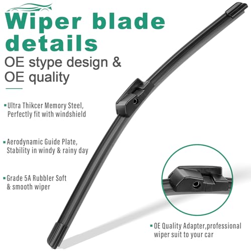 Image of 26 inch 18 inch Windshield Wiper Blades Replacement for BMW F01 F02 F04 F07 F10 M5 5 7 Series 2010-2016 Premium All Weather Wiper Blade -OEM Quality - (Pack of 2)