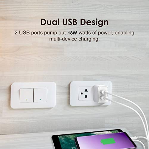 Image of Dual Port Charger for Vivo Y21T / Y 21 T Charger Original Adapter Like Wall Charger | Mobile Charger | Fast Charger | Android USB Charger With 1 Meter USB Type C Charging Data Cable (3.4 Amp, 2-Port, TORM1, White)