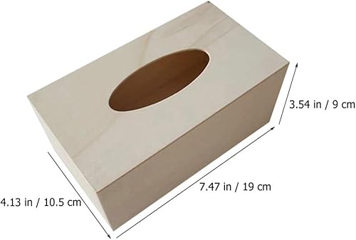 Miniatura 6 de STOBOK Cubierta de caja de pañuelos de madera sin terminar para diseño personalizado, caja de pañuelos de madera, dispensador de pañuelos cuadrados,