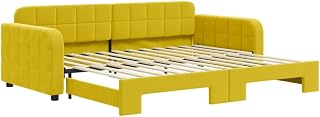Generico Kangqiling - Sofá cama con cama extraíble, color amarillo, 90 x 200 cm, de terciopelo, color amarillo, 3196934