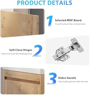 eclife 22" Corner Bathroom Vanity Sink Combo for Small Space Wall Mounted Floating Cabinet with White Resin Sink and Matte Black Faucet, Natural