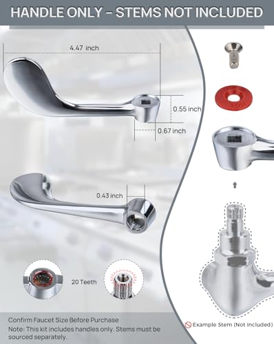 Phivan Commercial Faucet Parts Faucet Handle Replacement Kit - 2 Pack Wrist Blade Handles Lever Handles for Industrial, Restaurant, Commercial Sink Faucet, 0.43\" Round Stem Hole