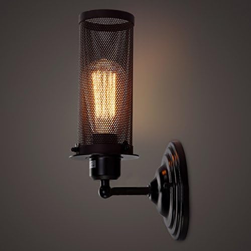 Industrial Vintage Wall Sconce 2 Lights - LITFAD Mini Barn Net Wall Lamp Mounted Fixture Lighting Painted Finish Wrought Iron