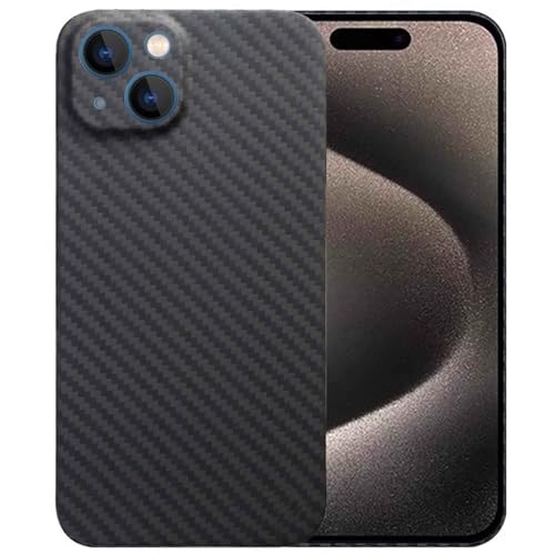 Sisyphy アラミド繊維 ケース iPhone 15 Plus 対応「黒 1500D」、ミニマリスト カーボン風 極薄&超軽量