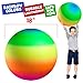 Bedwina 18 Inch Rainbow Playground Ball for Kids (Pack of 1) Jumbo Size Rainbow Inflatable Big Bouncy Kickball for Park, Giant Balls for Indoor and Outdoor Games with Hand Pump