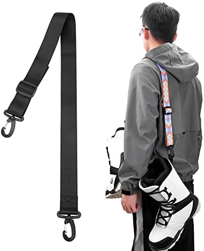 AzReference Ski and Boot Carrier Straps, Adjustable Shoulder Sling Leash, Roller Skate Leash for Skiing, Snowboarding, Ice Skates and Rollerblades (Black)