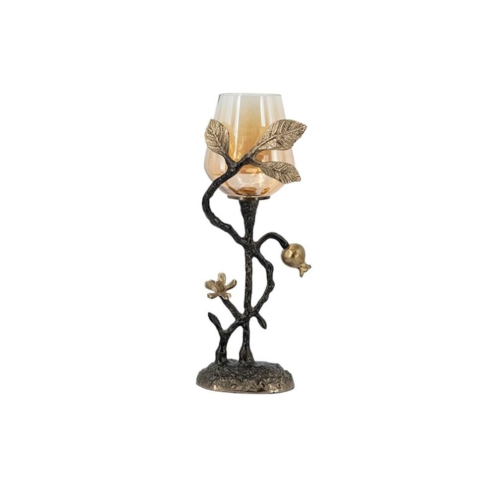 Vintage candle holder Home Creative Candlestick Ornaments Retro Table Decoration Metal Glass Candle Holder(Small)