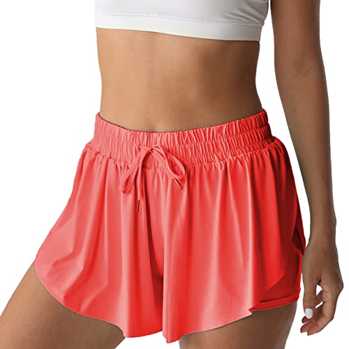 Image of Flowy Athletic Shorts for Women Running Tennis Butterfly Shorts Girls 2-in-1 Double Layer Quick-Drying Comfy Shorts
