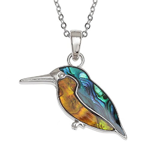 Mirabella BellaMira Abalone Shell - Hummingbird Kingfisher Parrot Macaw Woodpecker - Silver Plated Necklace Earrings or Jewellery Set Inlaid with Natural Paua Shell Gift Boxed (Kingfisher) Mirabella BellaMira Abalone Shell - Hummingbird Kingfisher Parrot Macaw Woodpecker - Silver Plated Necklace Earrings or Jewellery Set Inlaid with Natural Paua Shell Gift Boxed (Kingfisher)