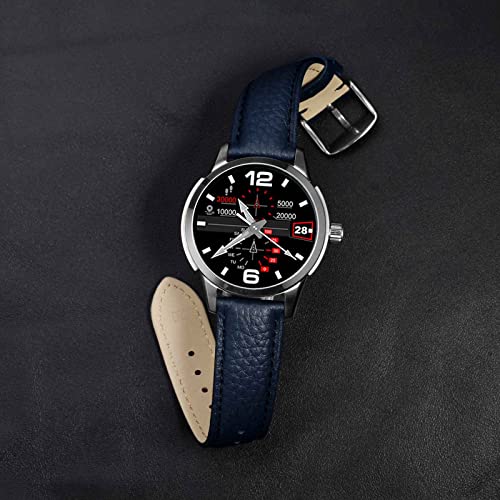 Image of ANNEFIT Watch Band 20mm, Quick Release Textured Padded Leather Straps with Rose Gold Buckle for Men and Women (Dark Blue)