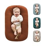 Loevin Baby Lounger for Newborn 0-24 Months,Soft Infant Lounger & Play Mat & Diaper Changing Pad for Home,Travel & Floor Time,Newborn Babies Essentials Gifts(Coffee)