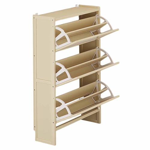 Meuble autoportant avec portes en rotin et 3 tiroirs rabattables pour souliers