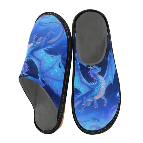Slippers for Women Dragon Flying under Umbrella Soft Fuzzy Women's Slippers Indoor and Outdoor Shoes