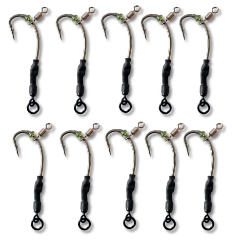 EUROKAN TACKLE 10x Ronnie Rigs Ready Tied – Korda Hooks – Carp Fishing Spinner Rigs UK Made (10 x Mini Swivel, Size 8 Micro-Barbed (Small))
