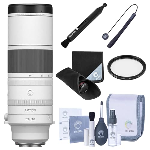 Canon RF 200-800mm f/6.3-9 is USM Super-Telephoto Zoom Lens, for EOS R Mirrorless, Wildlife & Sports, Compact Lightweight, Bundle w/ 95mm Filter Kit, Lens Case, Cleaning Kit, 1 Year Warranty