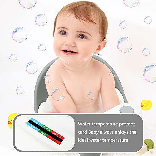 Yglolrame Baby Bath Seat Collapsible Infant Bath Seat Portable Baby Bathtub Seat For Babies 6 Months & Up Sitting Up Shower Chair With Thermometer, Non-Slip Soft Mat, Secure Suction Cups (Gray) #TOP3