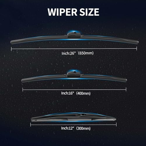 Image of Front Windshield Wiper Blades for Nissan Kicks 2018-2024 for Car Window | Quiet and Streak-Free 26 inch 16 inch 12 inch Wipers Assembly All-Season OEM Automotive Replacement Accessories