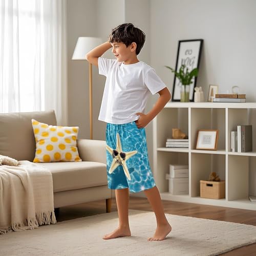 Sunglasses Starfish Sleep Shorts Summer Pajama Shorts Elastic Waist Sleep Bottoms with Pockets 6-14 Years4